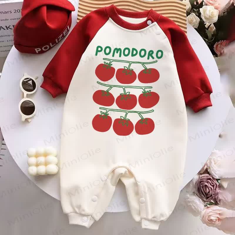 POMODORO Baby Red Splicing Romper - Red&White - 2-3T - image 1