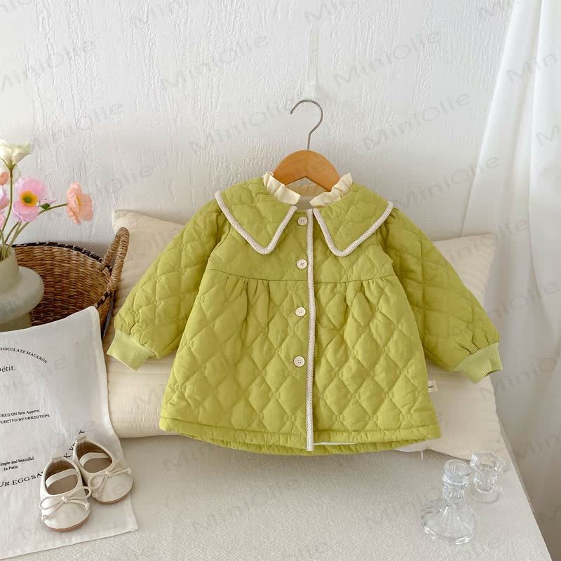  Baby Girl Solid Color Sweet Lapel Outerwear - Green - 3-5T - image 9
