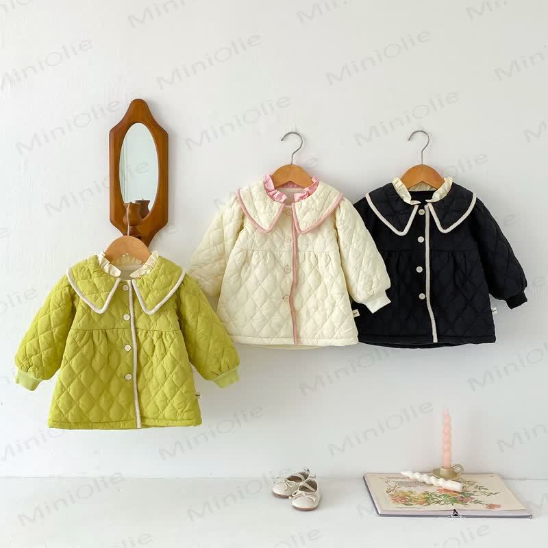  Baby Girl Solid Color Sweet Lapel Outerwear - image 1