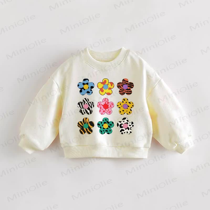 Baby Toddler Multicolor Flowers Sweatshirt - Cream - 3-5T - image 1