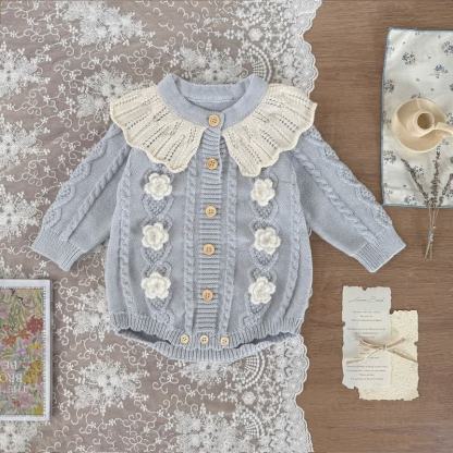 Baby Flower Emboidered Knit Bodysuit - image 2