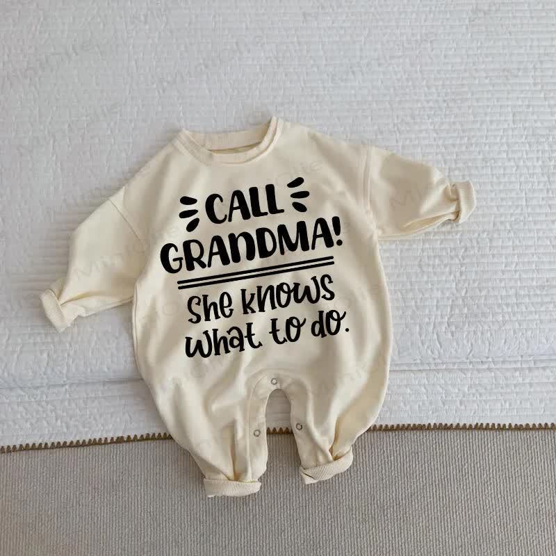 CALL GRANDMA SHE KNOWS WHAT TO DO Baby Toddler Beige Romper - Beige - 2-3T - image 1