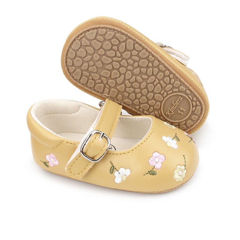 Baby Flower Embroidered Shoes - Yellow - 12-18M - image 19