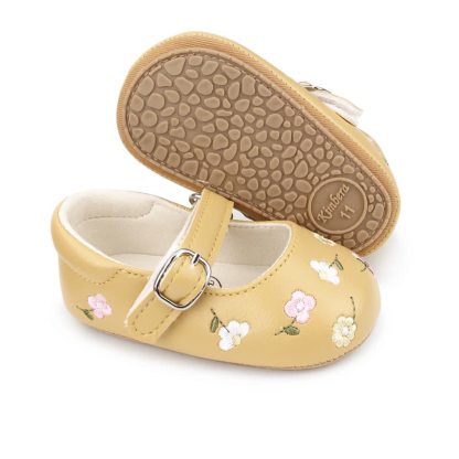 Baby Flower Embroidered Shoes - Yellow - 12-18M - image 19