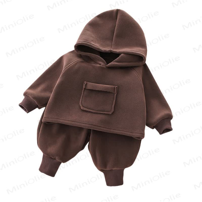 Toddler Kid Solid Color Fleece Lined 2-piece Set - image 4