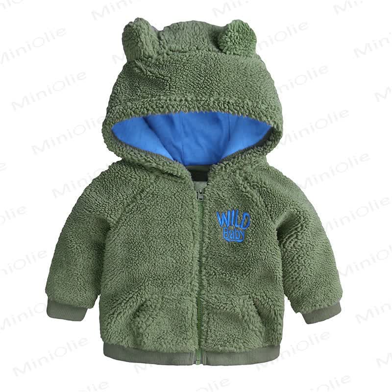 Baby Solid Color Lamb Fleece Outerwear - Green - 18-24M - image 2