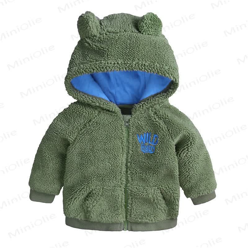 Baby Solid Color Lamb Fleece Outerwear - Green - 18-24M - image 2