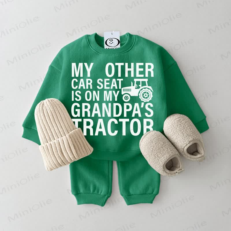 MY OTHER CAR SEAT IS ON MY GRANDPA'S TRACTOR Baby Simple Sweatshirt 2-piece Green Set - Green - 2-3T - image 1