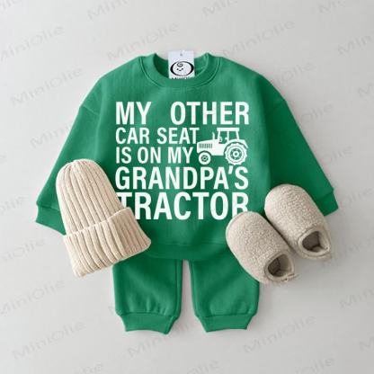 MY OTHER CAR SEAT IS ON MY GRANDPA'S TRACTOR Baby Simple Sweatshirt 2-piece Green Set - Green - 2-3T - image 1