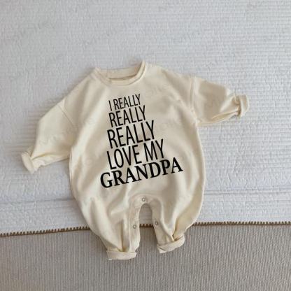 I REALLY REALLY REALLY LOVE MY GRANDPA Baby Toddler Beige Romper - Beige - 2-3T - image 1
