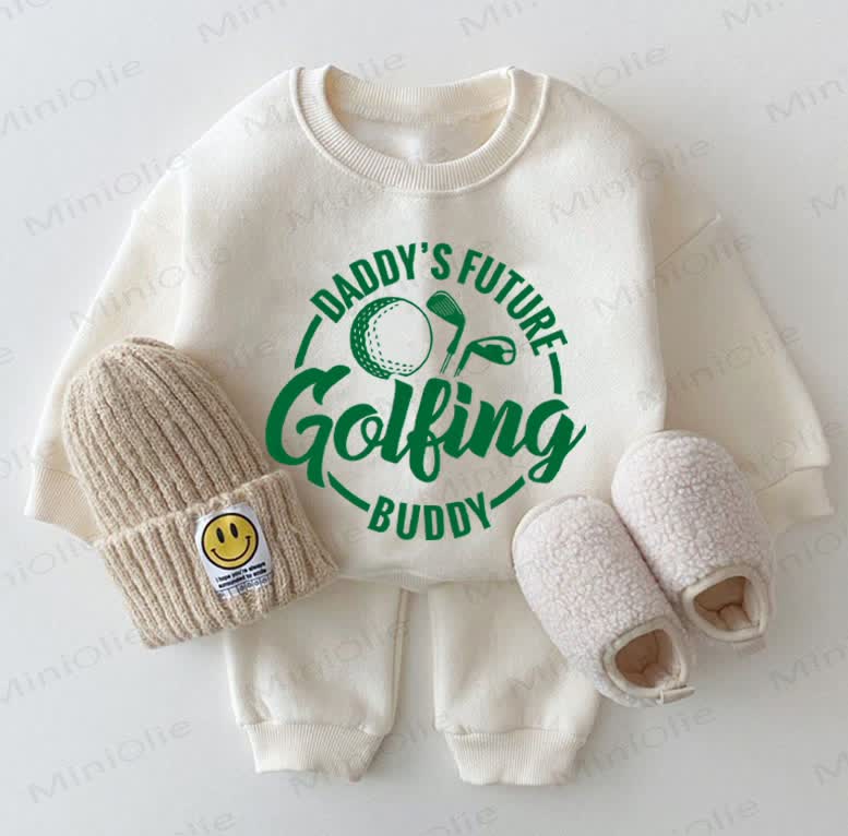 DADDY'S FUTURE GOLFING BUDDY Baby Sweatshirt 2-piece White Set - White - 2-3T - image 1