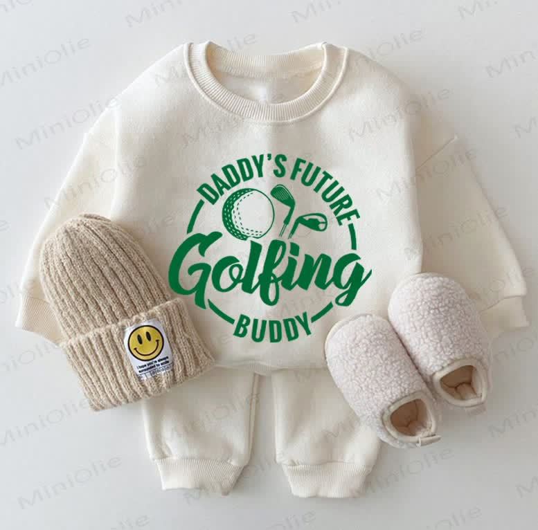 DADDY'S FUTURE GOLFING BUDDY Baby Sweatshirt 2-piece White Set - White - 2-3T - image 1