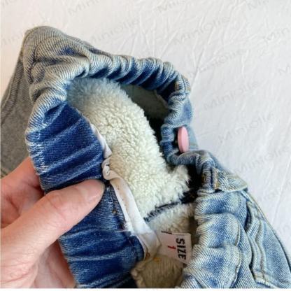 Toddler Kid Bunny Denim Fleece Lined Pants - image 6