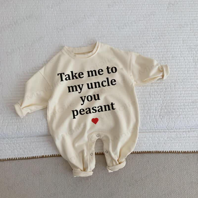 TAKE ME TO MY UNCLE YOU PEASANT Baby Toddler Beige Romper - Uncle - 2-3T - image 1