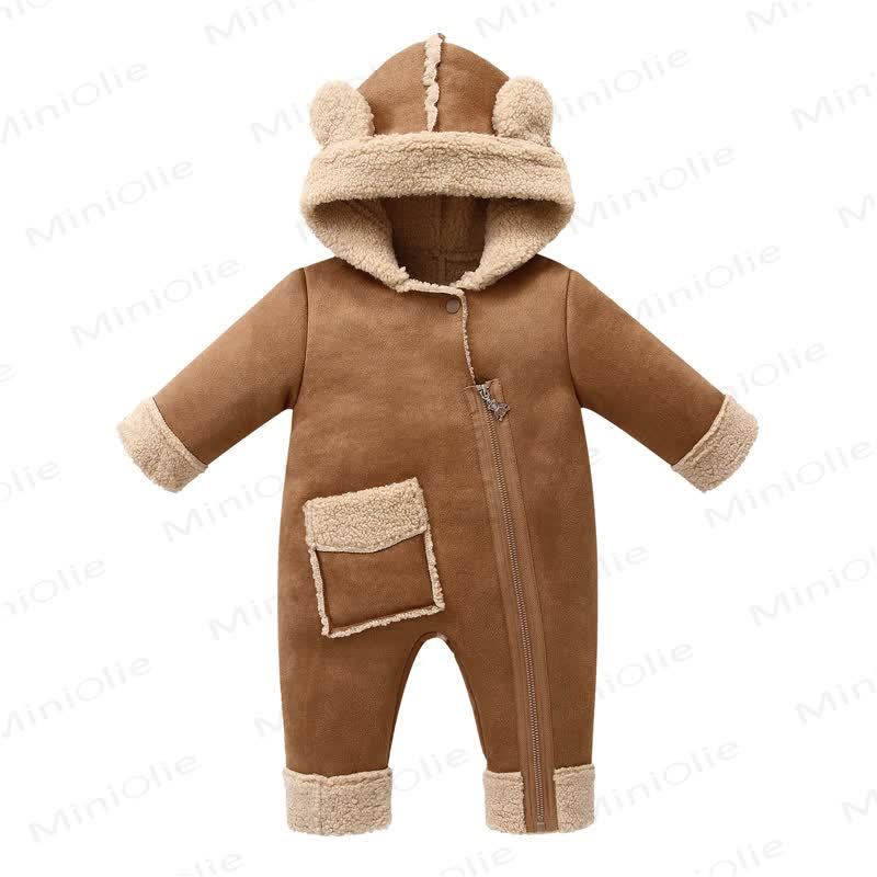 Baby Warm Fleece Romper - Khaki - 18-24M - image 1