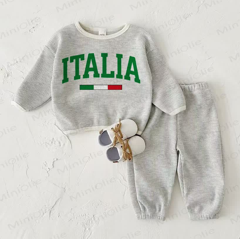 ITALIA Baby Waffle 2-piece Light Grey Set - Light Gray - 2-3T - image 1