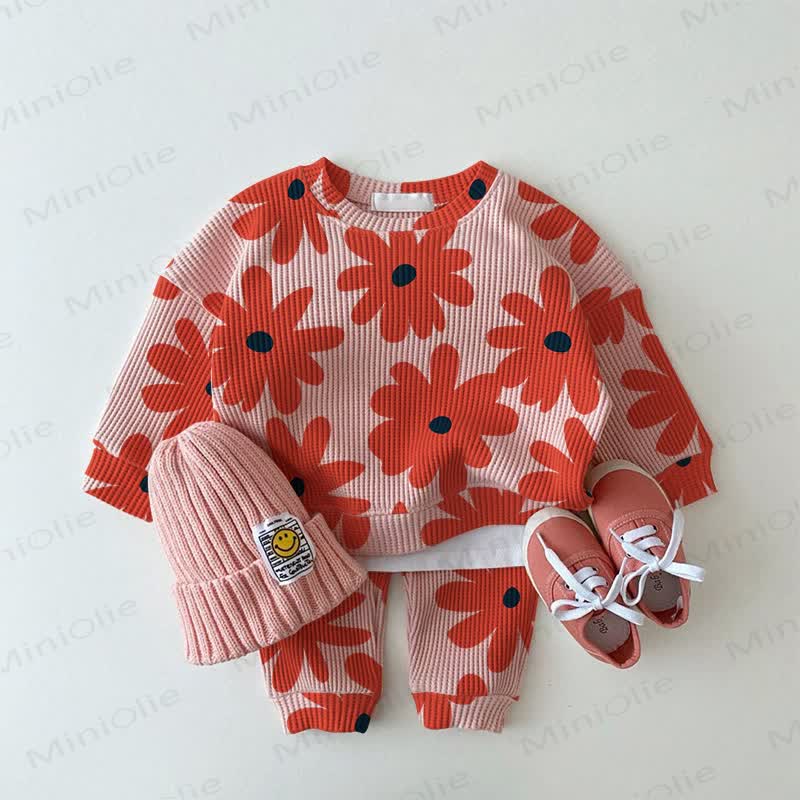 Baby Floral Pink Waffle 2-piece Set - Pink - 2-3T - image 1