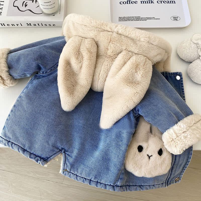 Kids Girl Bunny Cowboy Hoodie Fleece Outerwear - image 3