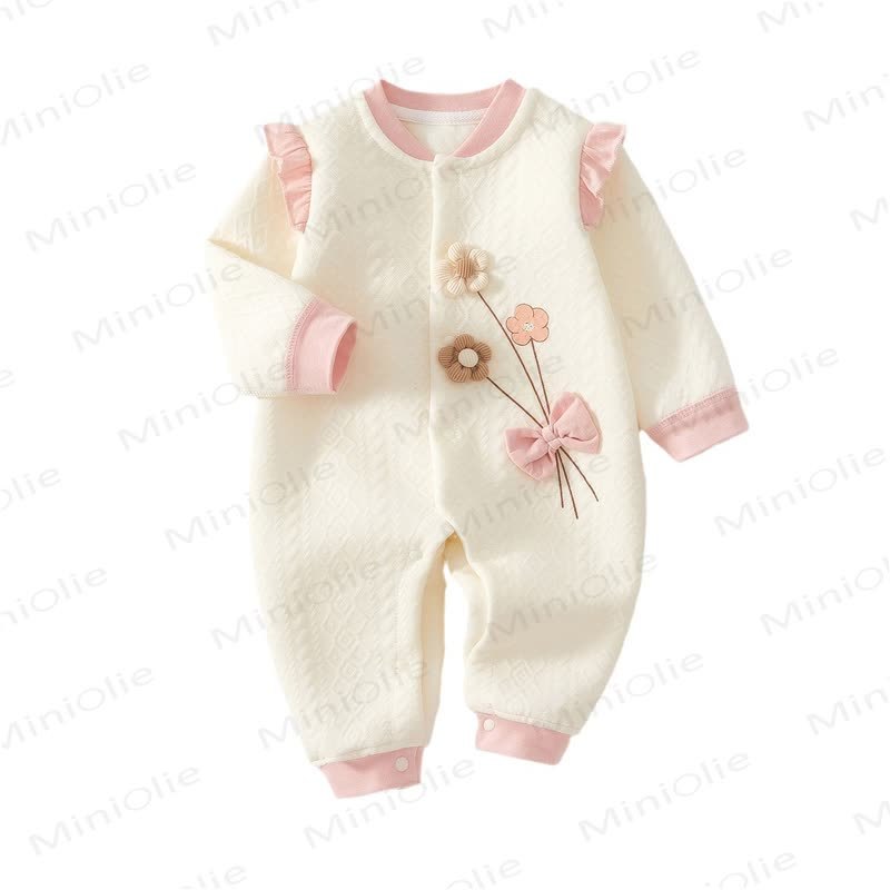  Baby Flower Flutter Sleeves Pink Romper - image 5