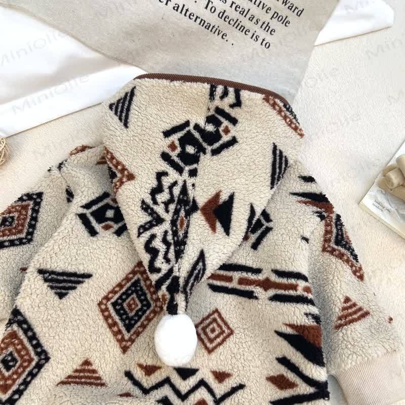 Baby Lamb Fleece Hooded Printed Romper - image 5