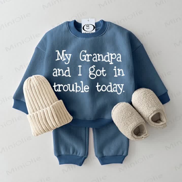 MY GRANDPA AND I GOT IN TROUBLE TODAY Baby Blue Sweatshirt 2-piece Set - Blue - 2-3T - image 1