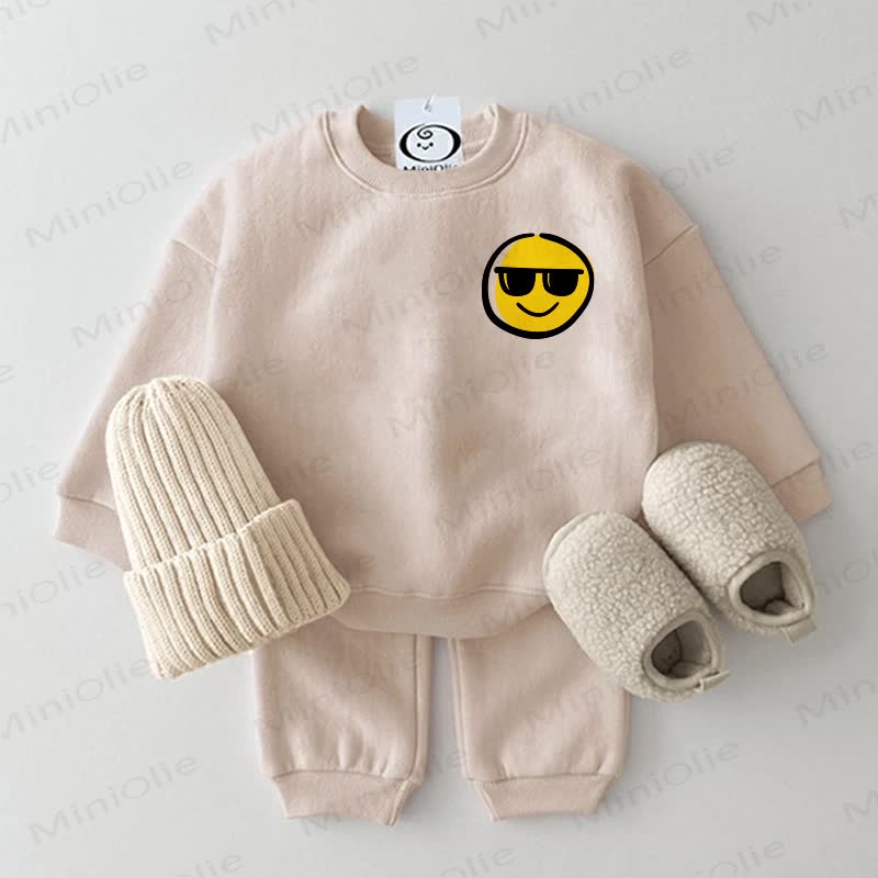 Baby Smiley Face Sunglasses Beige 2-piece Set - Beige - 2-3T - image 1