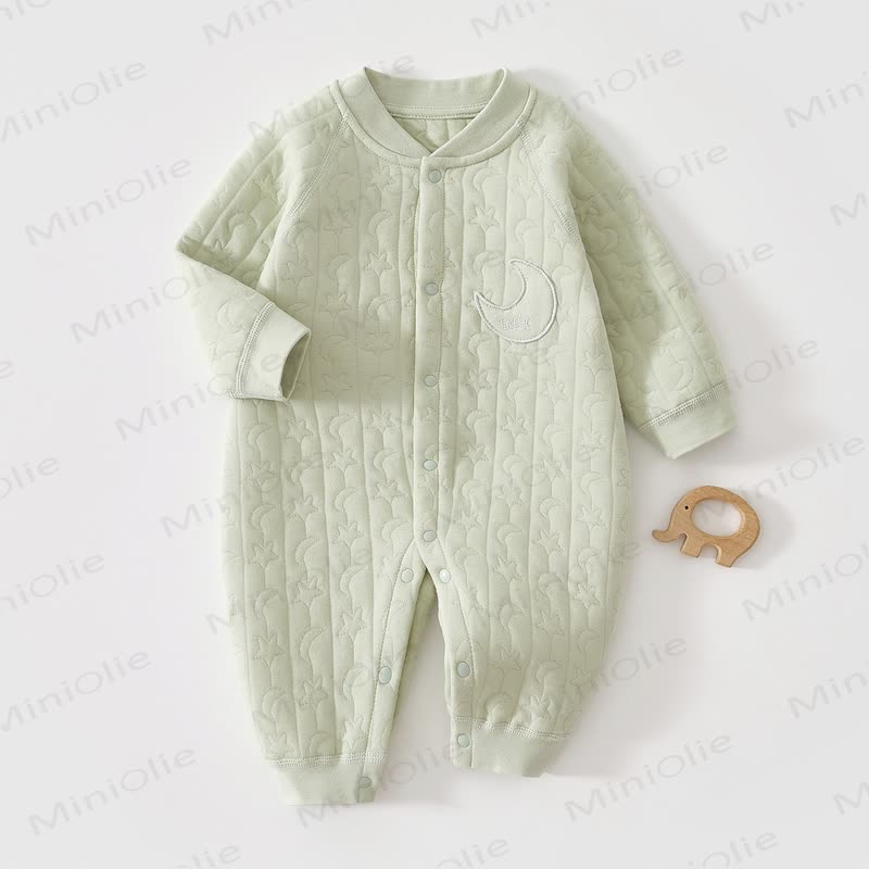 Baby Moon Star Solid Color Romper - Green - 12-18M - image 1