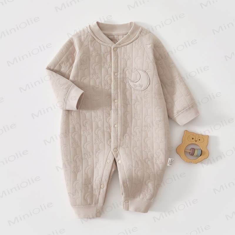 Baby Moon Star Solid Color Romper - Grey - 12-18M - image 9