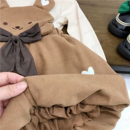 Toddler Girl Bow Bear Heart Sleeveless Bud Dress - image 4