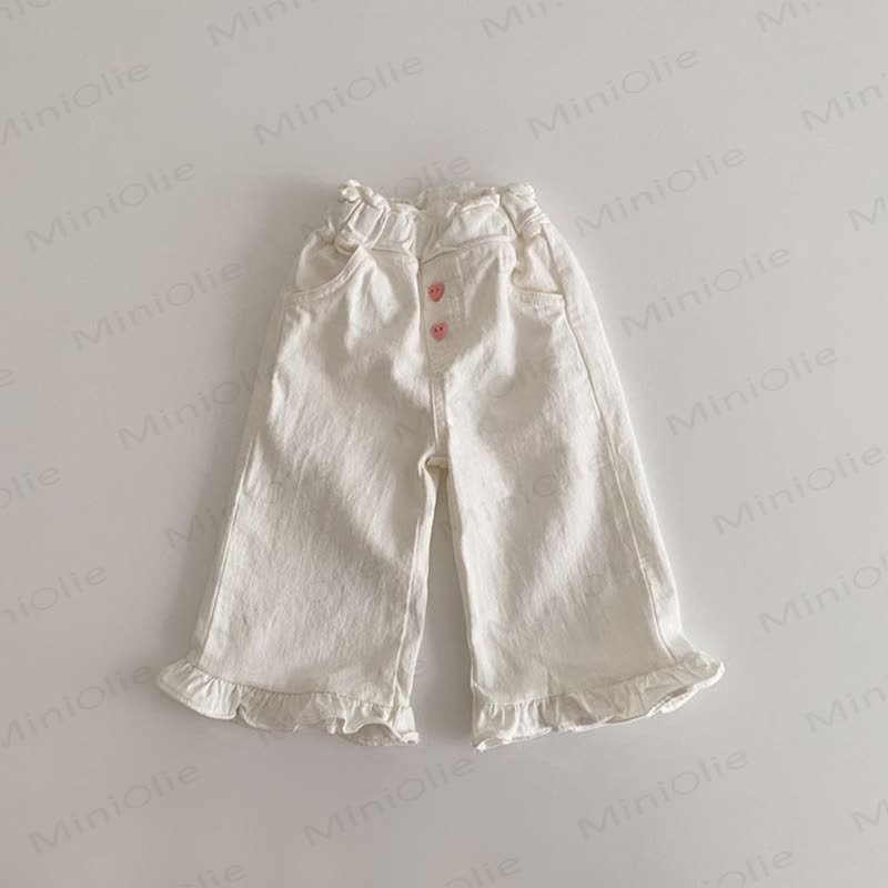Baby Toddler Girl Heart Solid Color Pants - Beige - 8Y - image 2