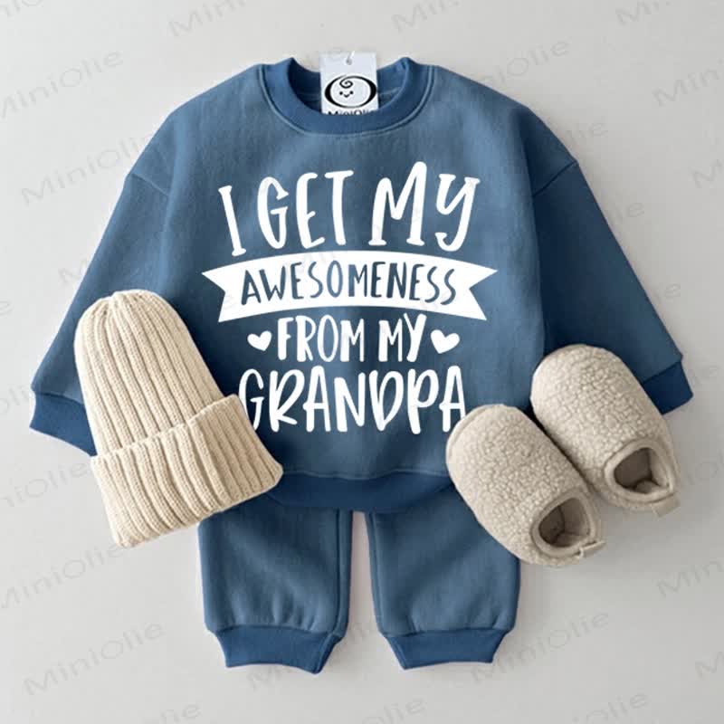 I GET MY AWESOMENESS FROMMY GRANDPA Baby Sweatsuit 2-piece Set - Blue - 2-3T - image 1