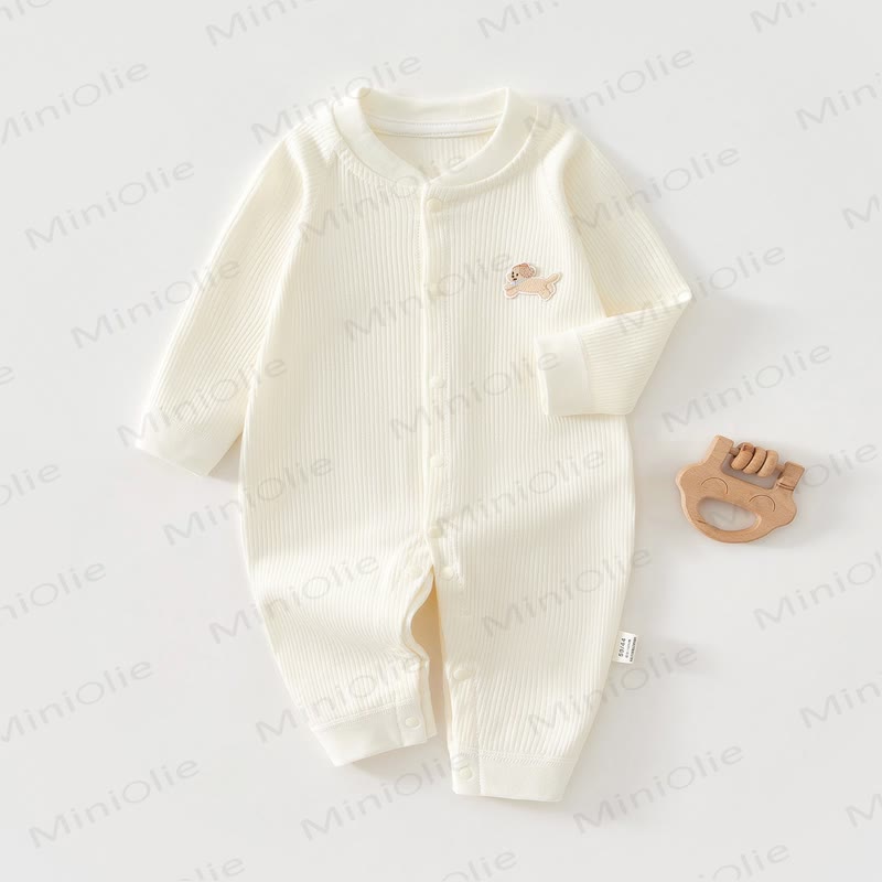  Baby Cartoon Bell Puppy Pajamas Romper - White - 18-24M - image 2