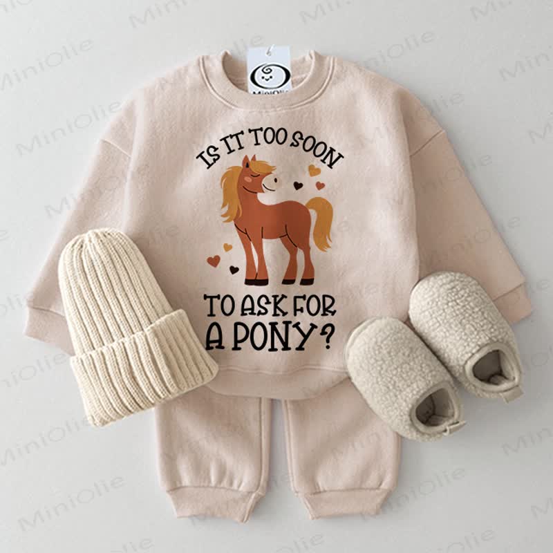 IS IT TOO SOON TO ASK FOR A PONY Baby 2-piece Beige Set - Beige - 2-3T - image 1