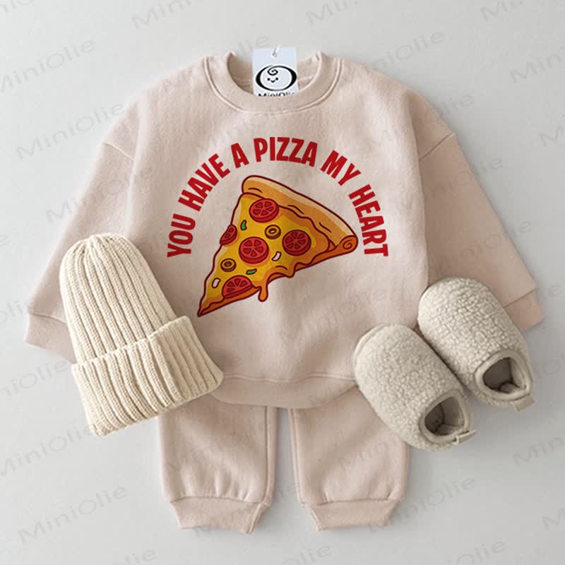 YOU HAVE A PIZZA MY HEART Baby 2-piece Beige Set - Beige - 2-3T - image 1