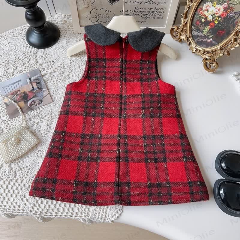 Toddler Girl Bow Plaid Sleeveless Dress & Grey Outerwear - image 8