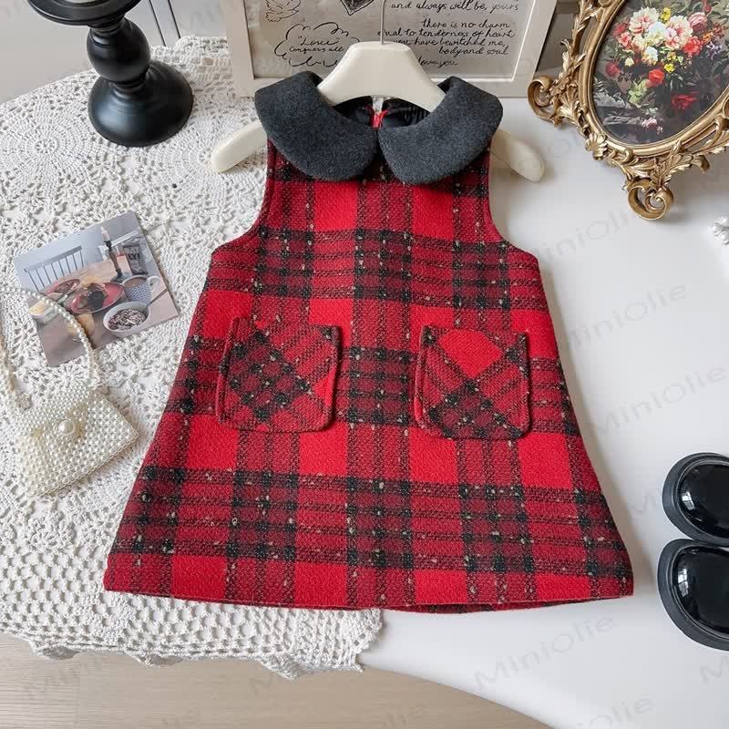 Toddler Girl Bow Plaid Sleeveless Dress & Grey Outerwear - image 7