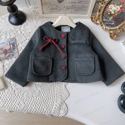 Toddler Girl Bow Plaid Sleeveless Dress & Grey Outerwear - image 5