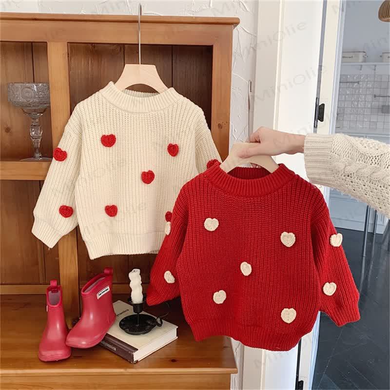 Kid Girls' Heart Knit Sweater - image 1