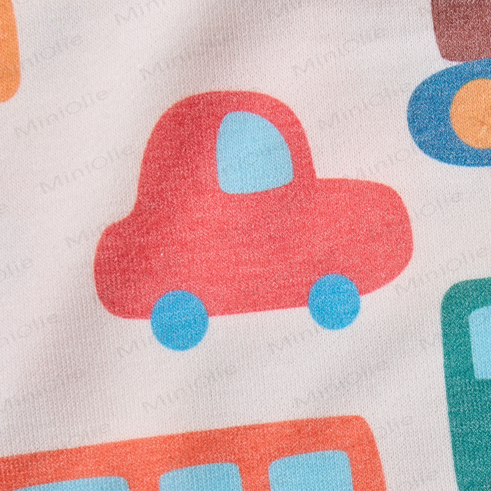 Baby Colorful Cartoon Cars Sweatshirt 2-piece Beige Set - image 5
