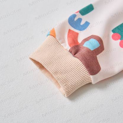 Baby Colorful Cartoon Cars Sweatshirt 2-piece Beige Set - image 4