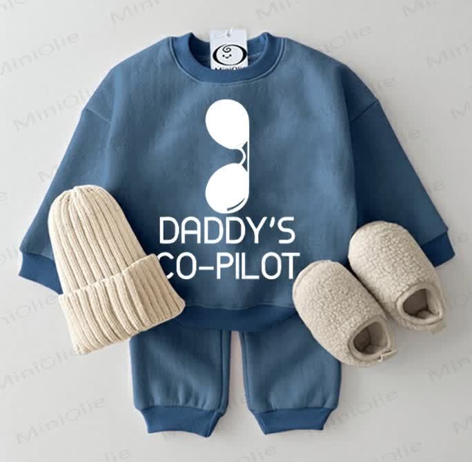 DADDY'S CO-PILOT Baby Blue Sweatsuit 2-piece Set - Blue - 2-3T - image 1