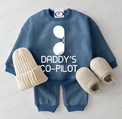 DADDY'S CO-PILOT Baby Blue Sweatsuit 2-piece Set - Blue - 2-3T - image 1