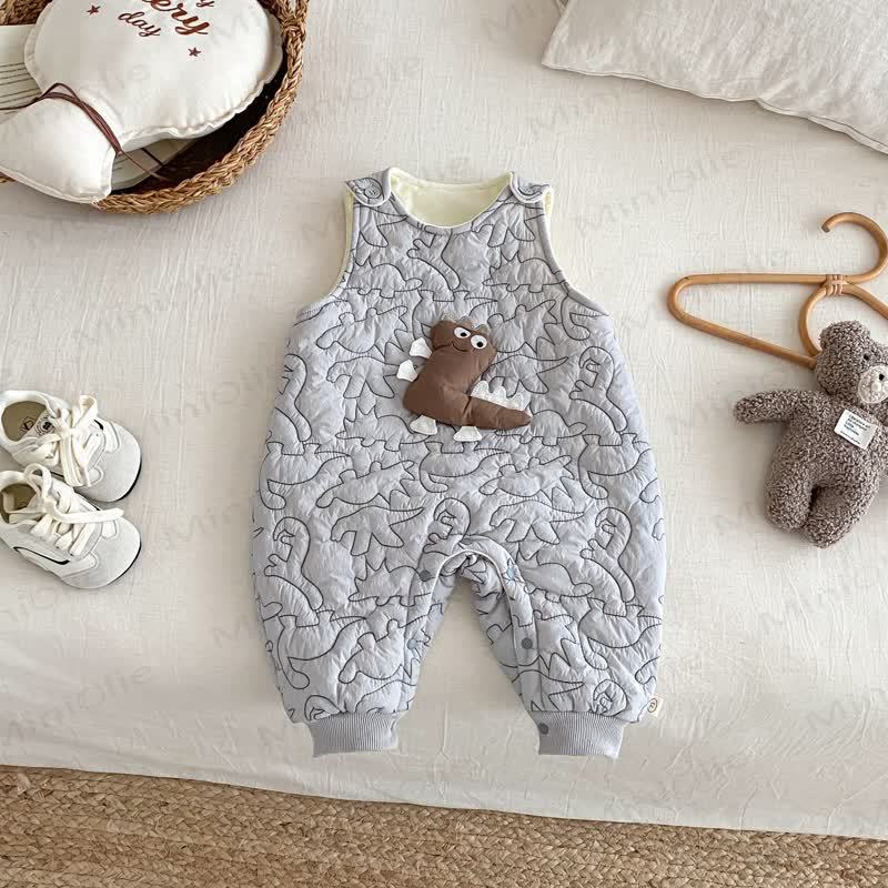 Baby Dinosaur Quilted Fleece Romper - Gray - 2-3T - image 1
