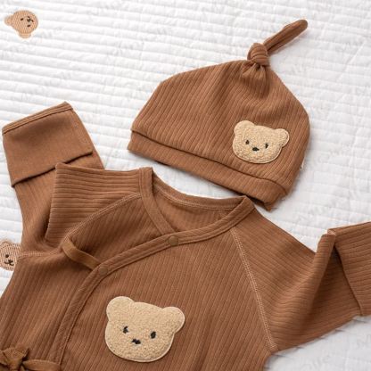 Baby Bear Patch Pajamas Romper - image 3