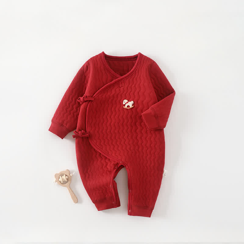 Baby Warm Newborn Kimono Romper - Red - 3-6M - image 1