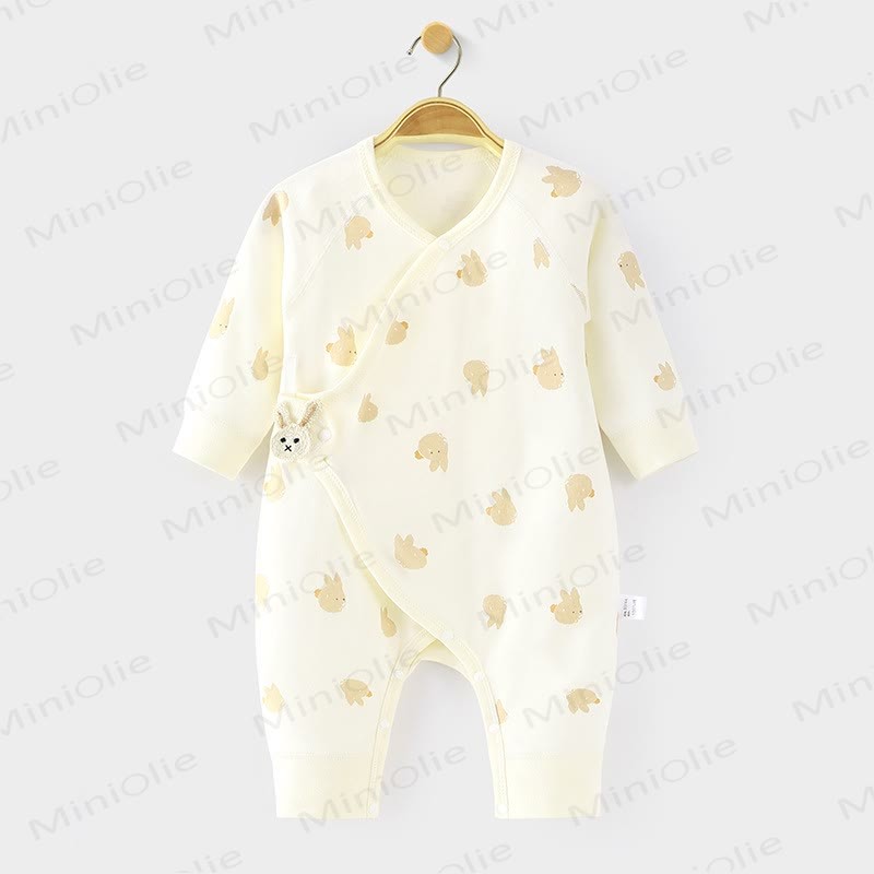 Baby Mini Bunny Newborn Romper - Beige - 3-6M - image 1