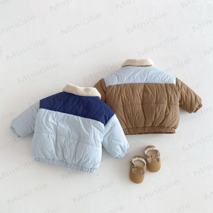 Baby Toddler Boys Color Block Bear Lapel Outerwear - image 2