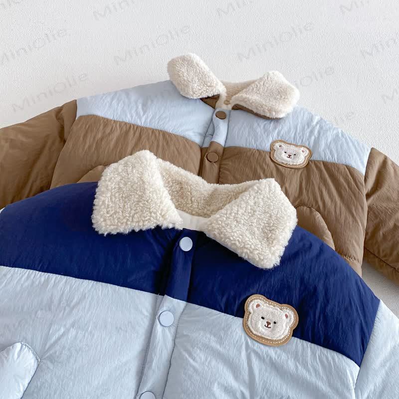 Baby Toddler Boys Color Block Bear Lapel Outerwear - image 5