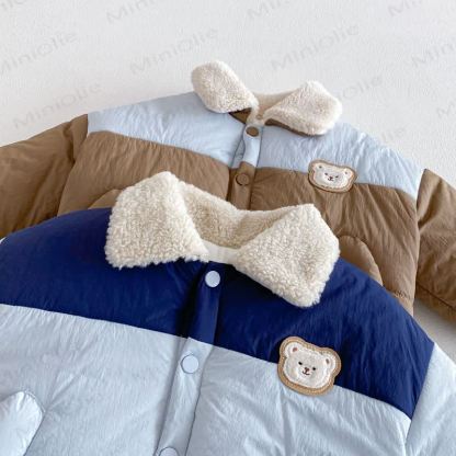 Baby Toddler Boys Color Block Bear Lapel Outerwear - image 5