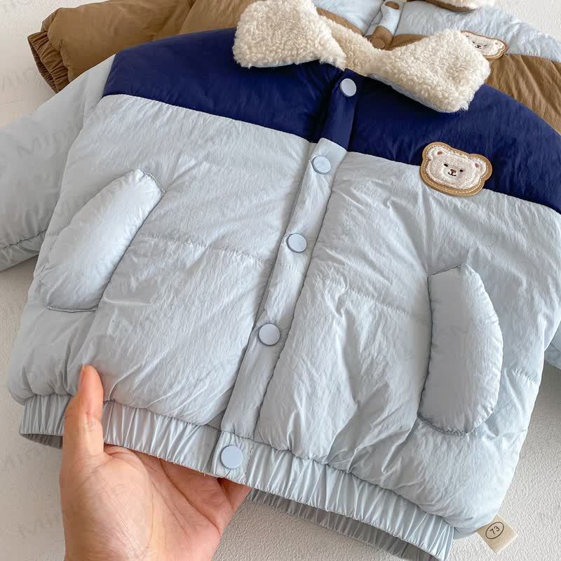 Baby Toddler Boys Color Block Bear Lapel Outerwear - image 7